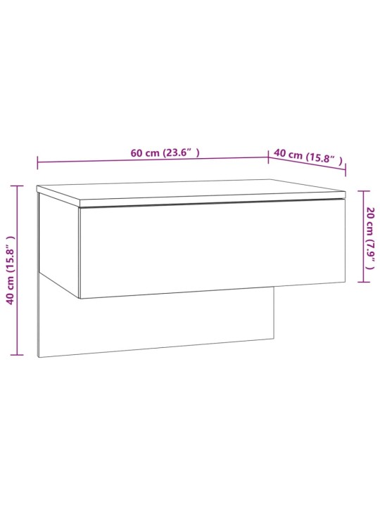 Seinäkiinnitettävä yöpöytä ruskea tammi