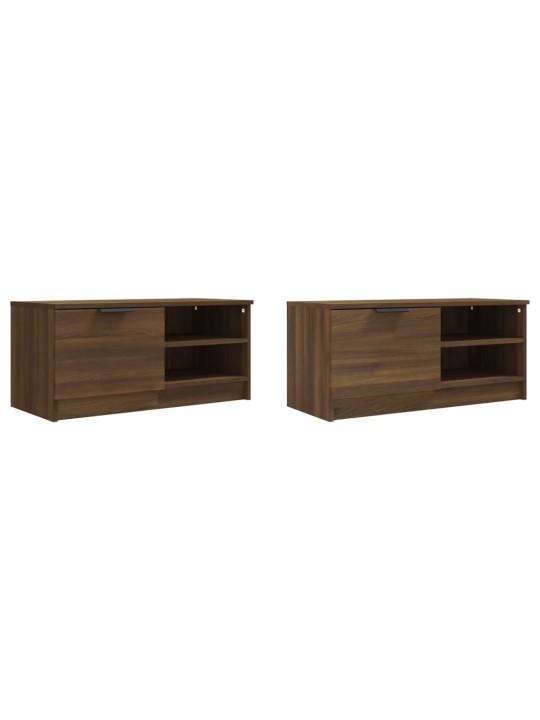 Tv-tasot 2 kpl ruskea tammi 80x35x36,5 cm tekninen puu