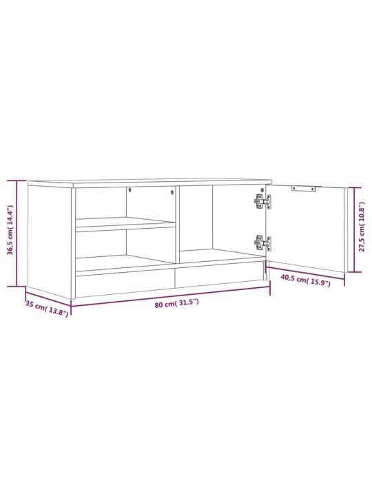 Tv-tasot 2 kpl ruskea tammi 80x35x36,5 cm tekninen puu