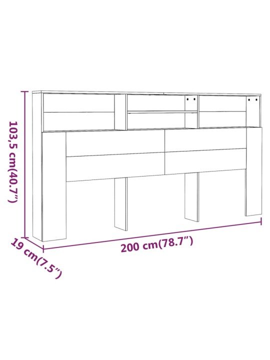 Sängynpääty säilytystilalla ruskea tammi 200x19x103,5 cm