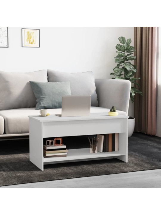 Sohvapöytä valkoinen 102x50x52,5 cm tekninen puu