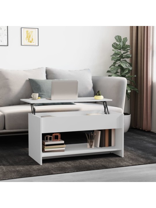 Sohvapöytä valkoinen 102x50x52,5 cm tekninen puu