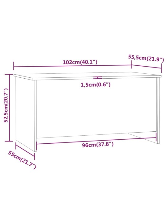 Sohvapöytä valkoinen 102x55,5x52,5 cm tekninen puu