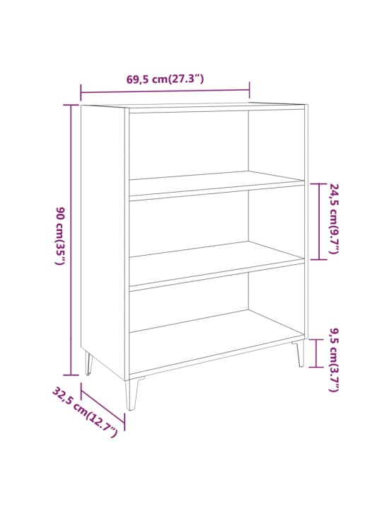 Senkki musta 69,5x32,5x90 cm tekninen puu