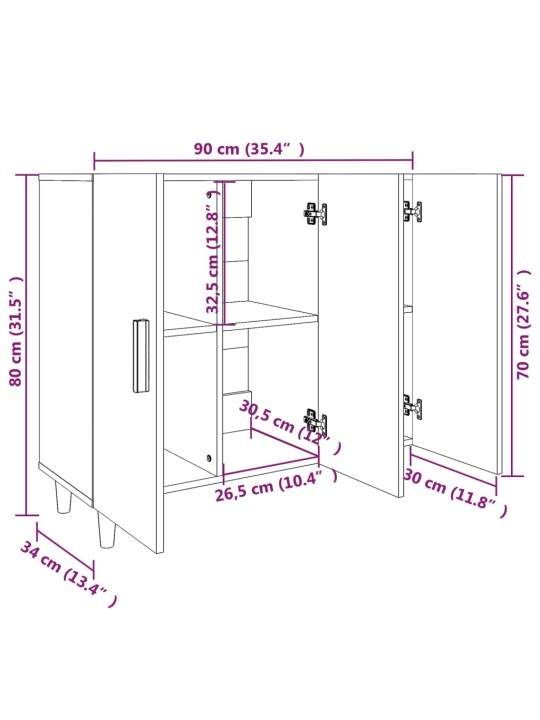 Senkki musta 90x34x80 cm tekninen puu