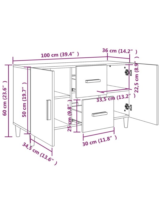 Senkki betoninharmaa 100x36x60 cm tekninen puu