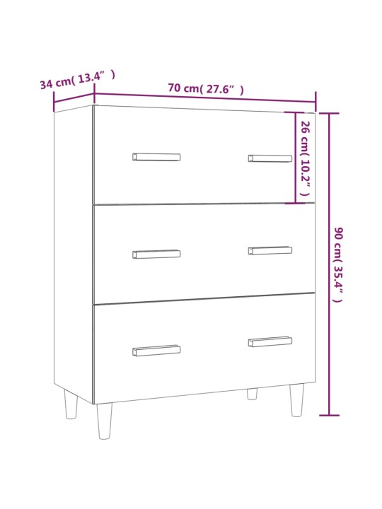 Senkki ruskea tammi 70x34x90 cm tekninen puu