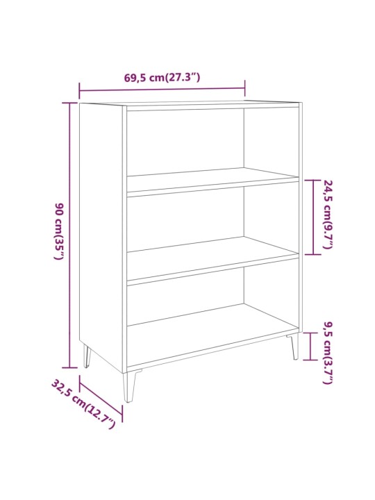 Senkki harmaa Sonoma 69,5x32,5x90 cm tekninen puu