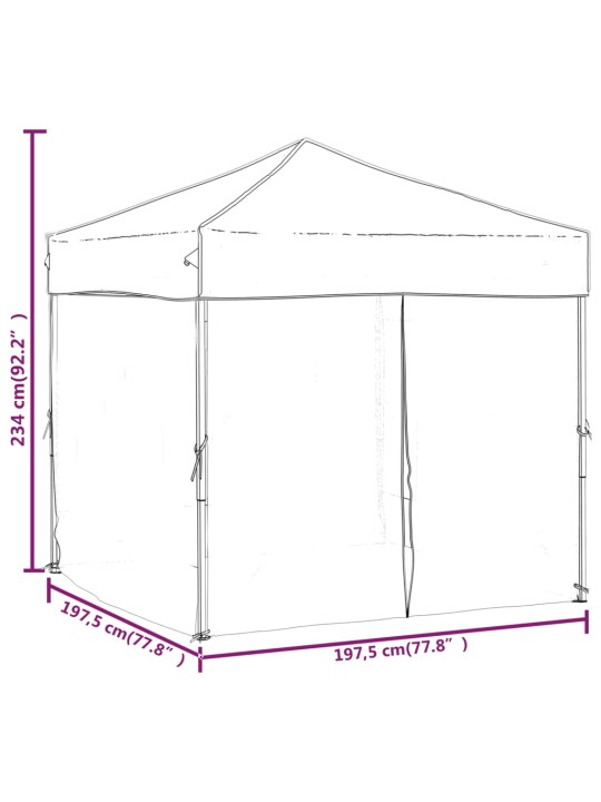 Kokoontaittuva juhlateltta sivuseinillä kerma 2x2 m