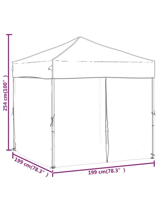 Kokoontaittuva juhlateltta sivuseinillä sininen 2x2 m