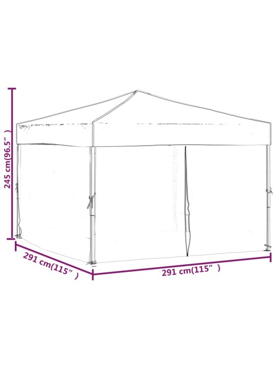 Kokoontaittuva juhlateltta sivuseinillä sininen 3x3 m