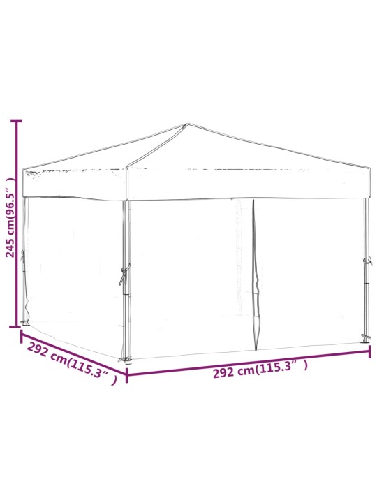 Kokoontaittuva juhlateltta sivuseinillä sininen 3x3 m