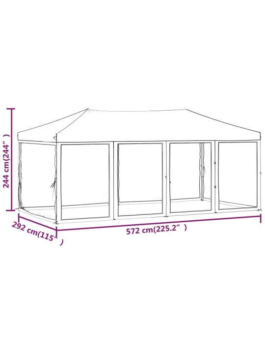 Kokoontaittuva juhlateltta sivuseinillä sininen 3x6 m