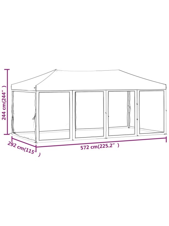 Kokoontaittuva juhlateltta sivuseinillä kerma 3x6 m