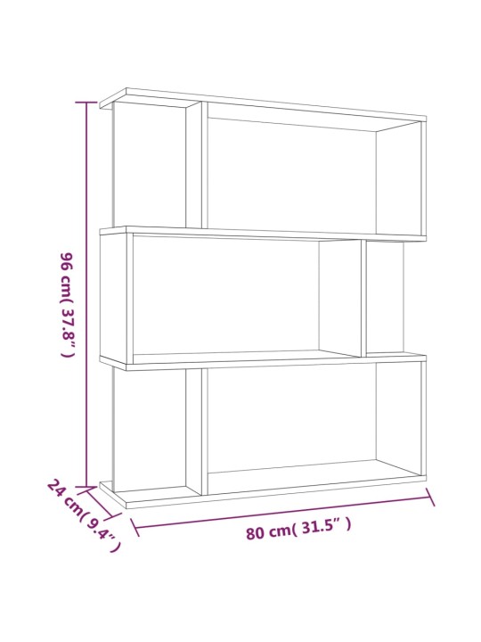 Kirjahylly/tilanjakaja ruskea tammi 80x24x96 cm tekninen puu