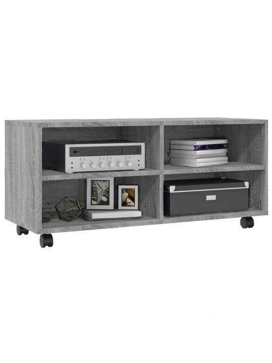 Tv-taso rullapyörillä harmaa sonoma 90x35x35 cm tekninen puu