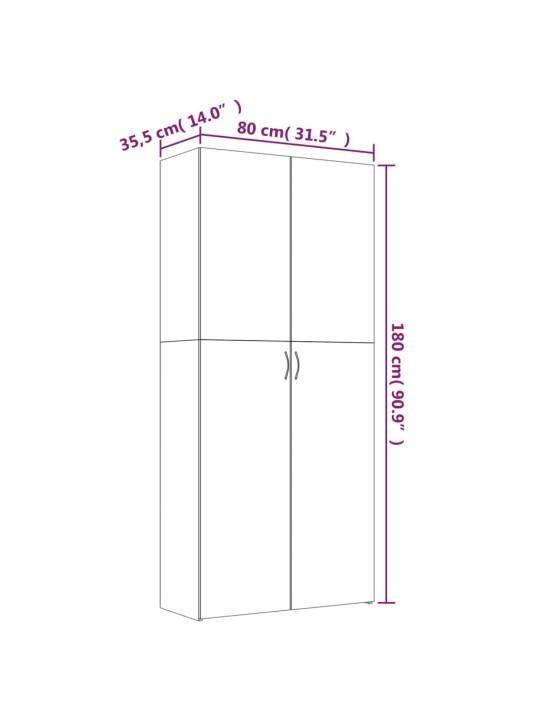 Kenkäkaappi harmaa Sonoma 80x35,5x180 cm tekninen puu