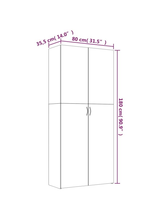 Kenkäkaappi ruskea tammi 80x35,5x180 cm tekninen puu