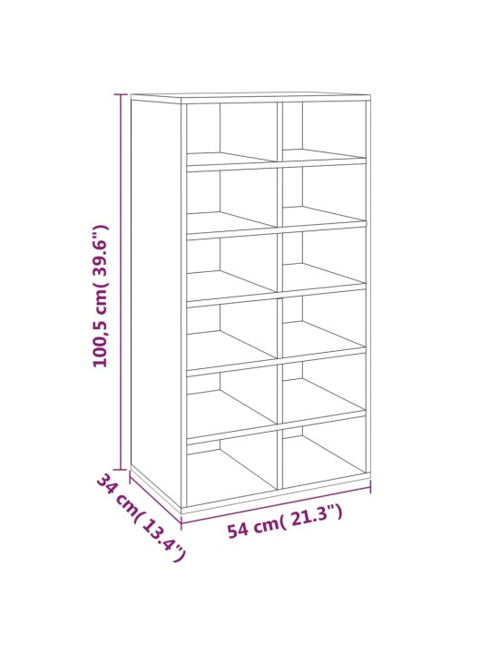 Kenkäteline harmaa Sonoma 54x34x100,5 cm tekninen puu