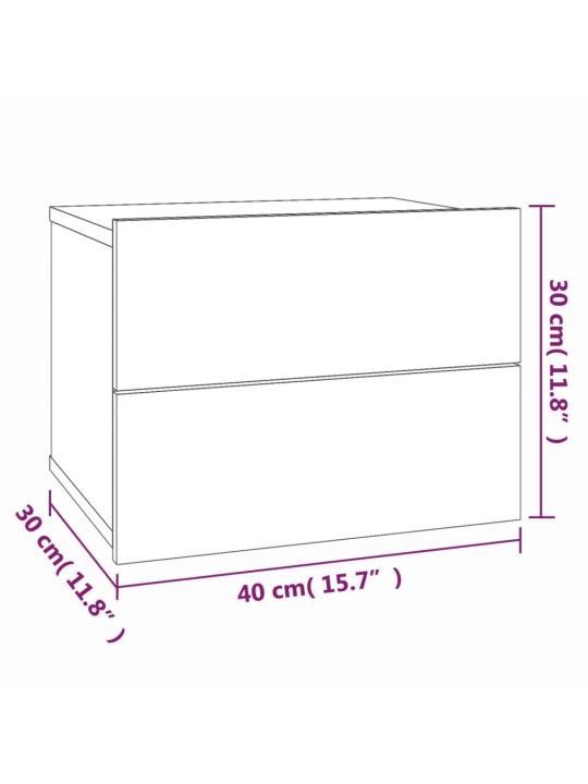 Yöpöydät 2 kpl savutammi 40x30x30 cm tekninen puu