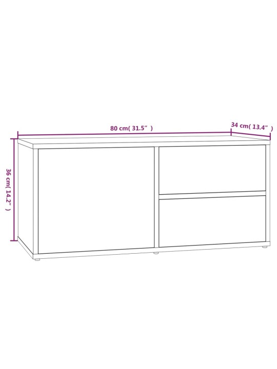 TV-taso harmaa Sonoma 80x34x36 cm tekninen puu