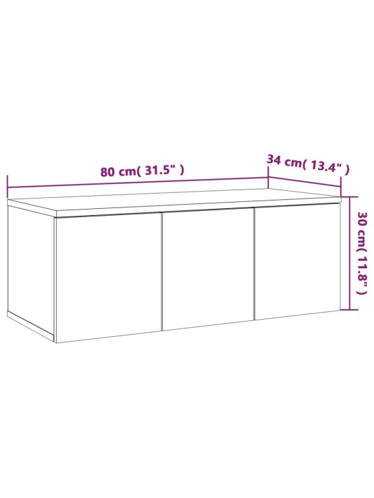 TV-taso harmaa Sonoma 80x34x30 cm tekninen puu