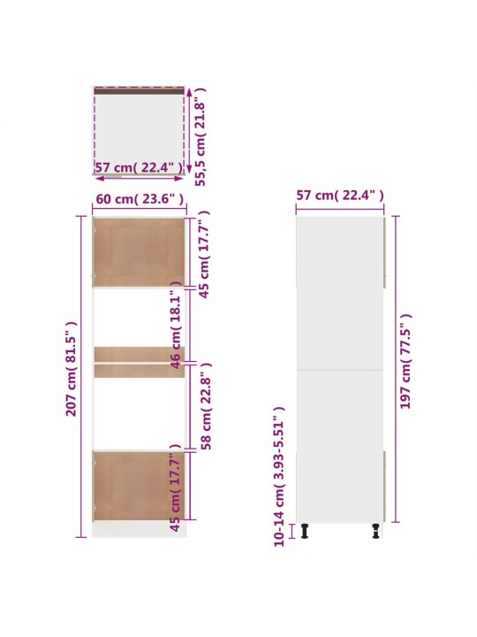 Kaappi mikroaaltouunille ruskea tammi 60x57x207 cm tekninen puu