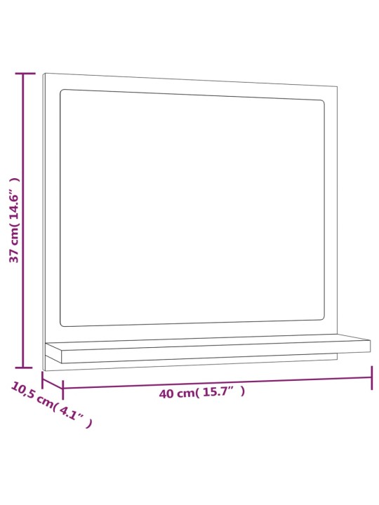 Kylpyhuoneen peili ruskea tammi 40x10,5x37 cm tekninen puu