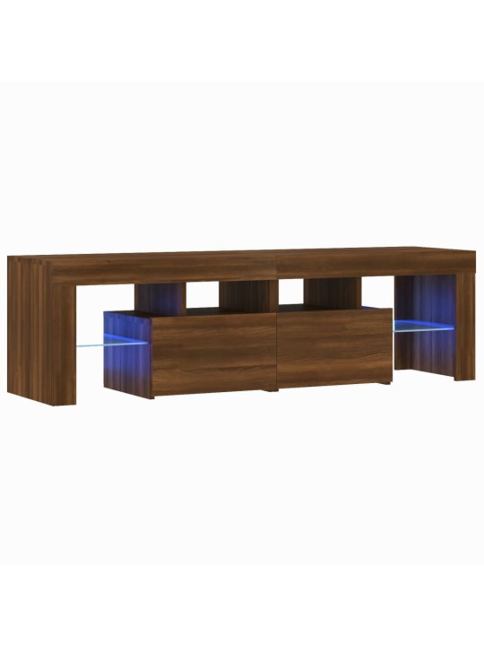 TV-taso LED-valoilla ruskea tammi 140x36,5x40 cm