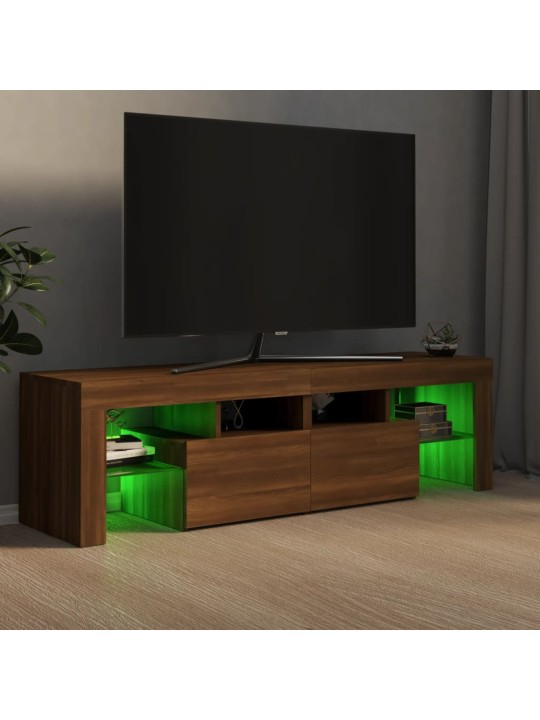 TV-taso LED-valoilla ruskea tammi 140x36,5x40 cm