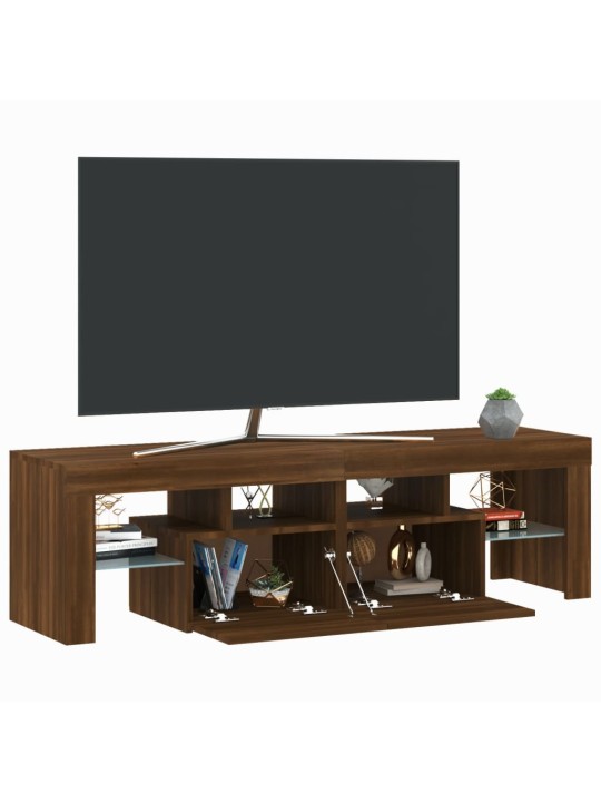 TV-taso LED-valoilla ruskea tammi 140x36,5x40 cm