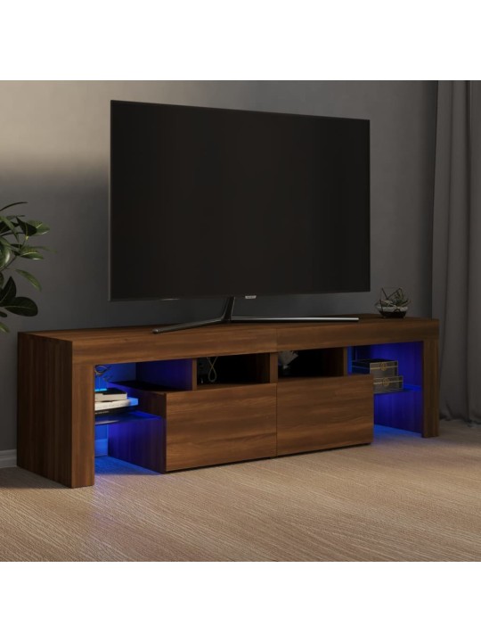 TV-taso LED-valoilla ruskea tammi 140x36,5x40 cm