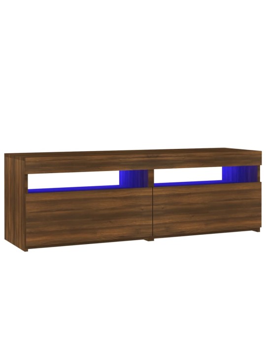 TV-taso LED-valoilla ruskea tammi 120x35x40 cm