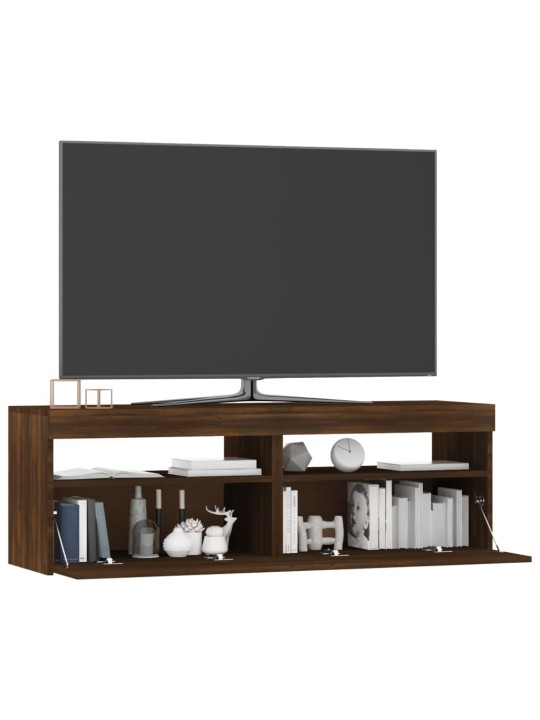 TV-taso LED-valoilla ruskea tammi 120x35x40 cm