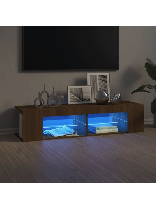 TV-taso LED-valoilla ruskea tammi 135x39x30 cm