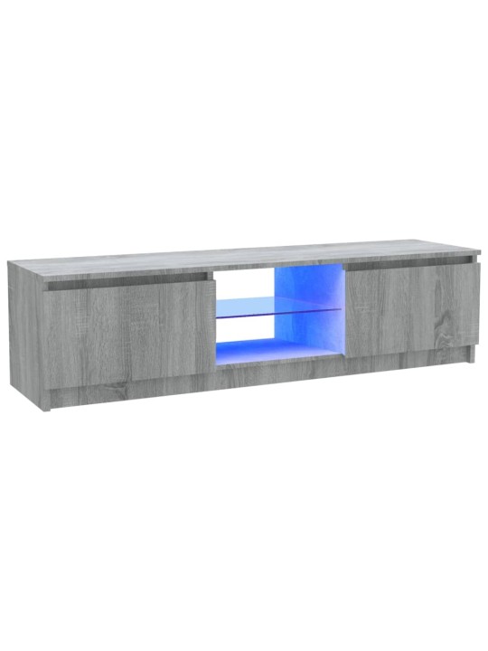 TV-taso LED-valoilla harmaa Sonoma 120x30x35,5 cm