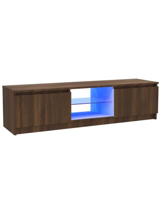 TV-taso LED-valoilla ruskea tammi 120x30x35,5 cm