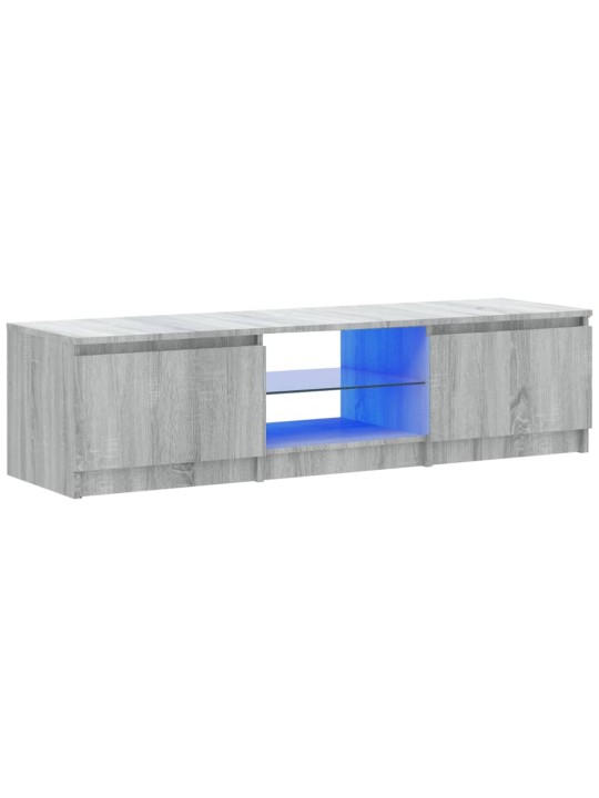 TV-taso LED-valoilla harmaa Sonoma 140x40x35,5 cm