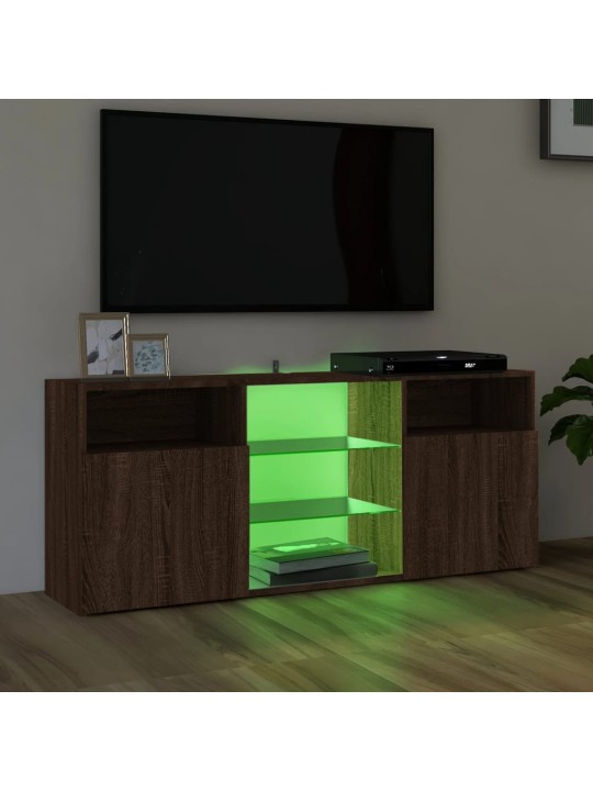 TV-taso LED-valoilla ruskea tammi 120x30x50 cm