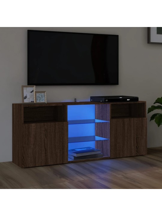 TV-taso LED-valoilla ruskea tammi 120x30x50 cm