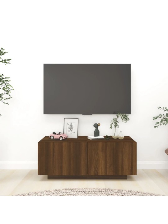 TV-taso ruskea tammi 100x35x40 cm tekninen puu