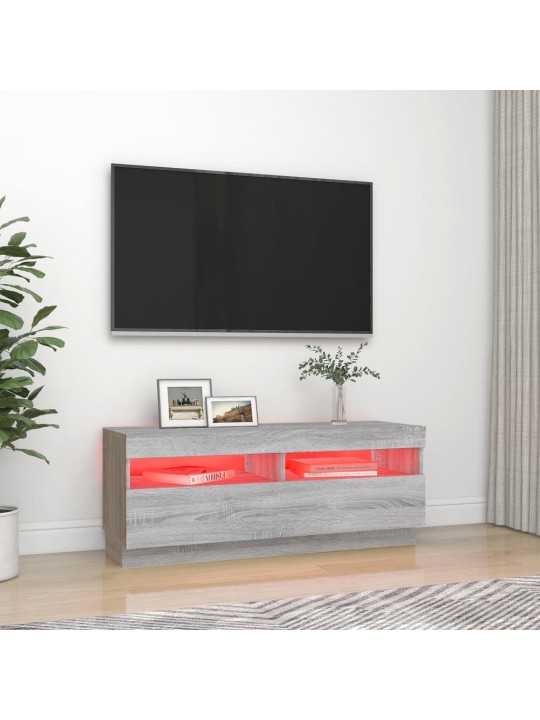 TV-taso LED-valoilla harmaa Sonoma 100x35x40 cm