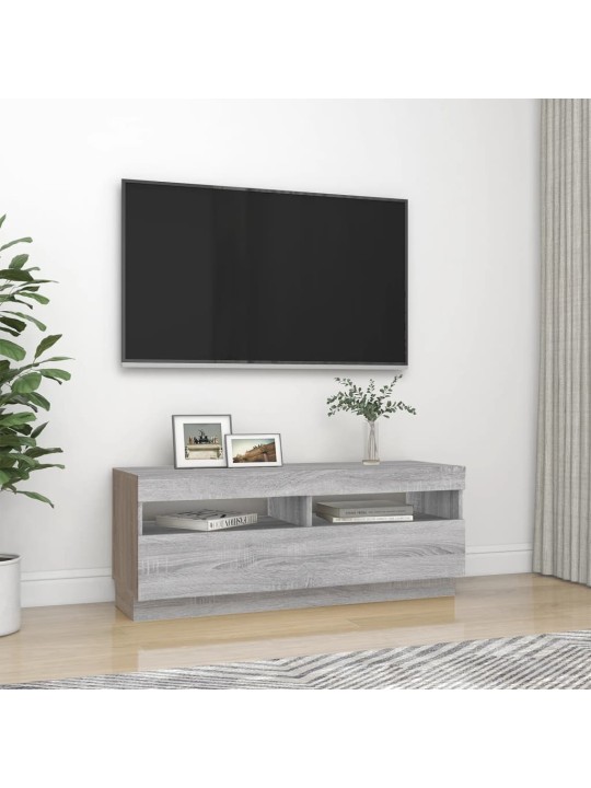 TV-taso LED-valoilla harmaa Sonoma 100x35x40 cm