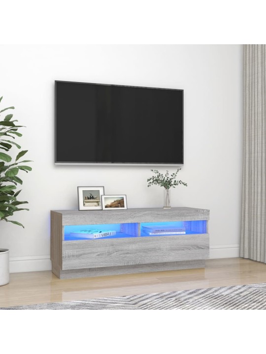 TV-taso LED-valoilla harmaa Sonoma 100x35x40 cm