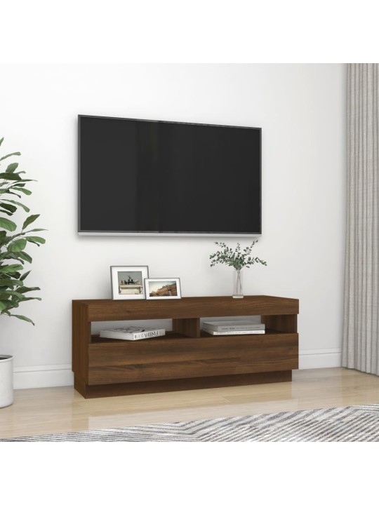 TV-taso LED-valoilla ruskea tammi 100x35x40 cm