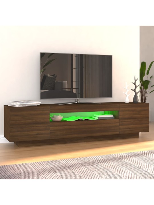 TV-taso LED-valoilla ruskea tammi 160x35x40 cm