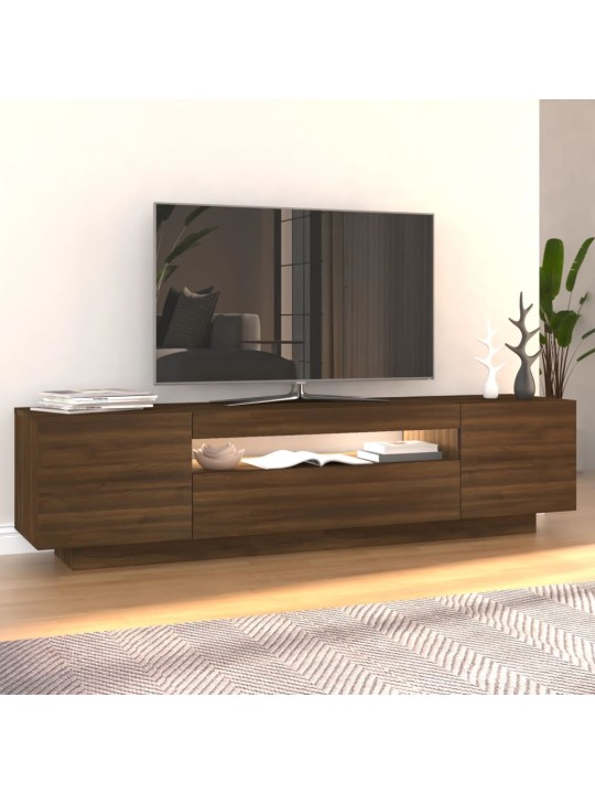 TV-taso LED-valoilla ruskea tammi 160x35x40 cm