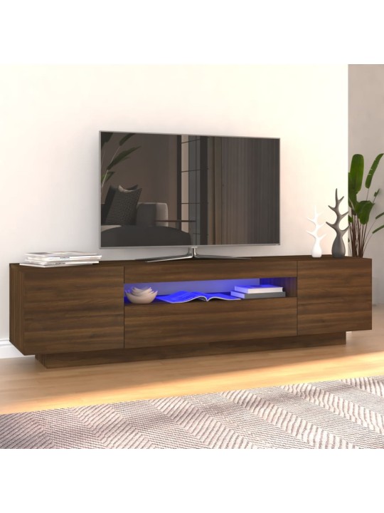 TV-taso LED-valoilla ruskea tammi 160x35x40 cm