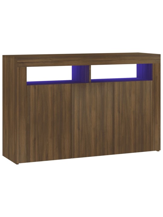 Senkki LED-valoilla ruskea tammi 115,5x30x75 cm