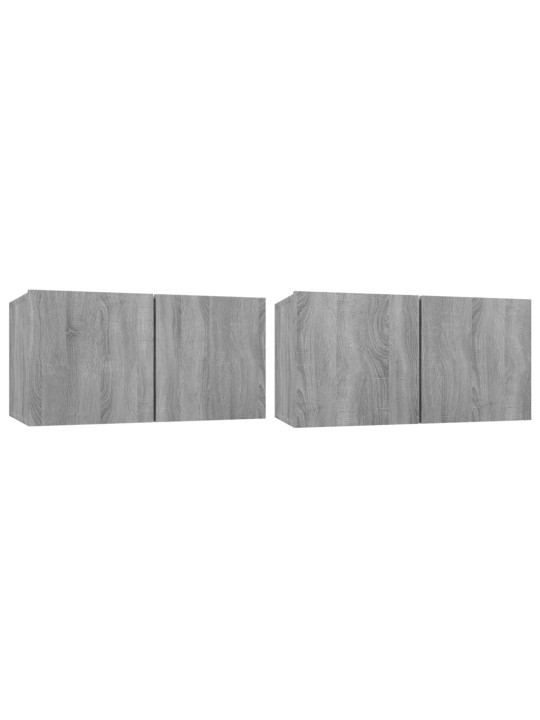 Riippuva tv-kaappi harmaa sonoma 2 kpl 60x30x30 cm tekninen puu